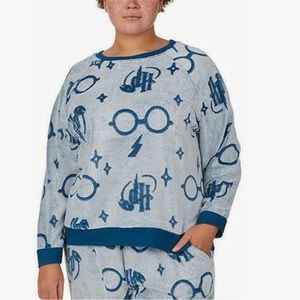 Wizarding World Harry Potter Fleece Lounge Blue Sweater Sweatshirt Large